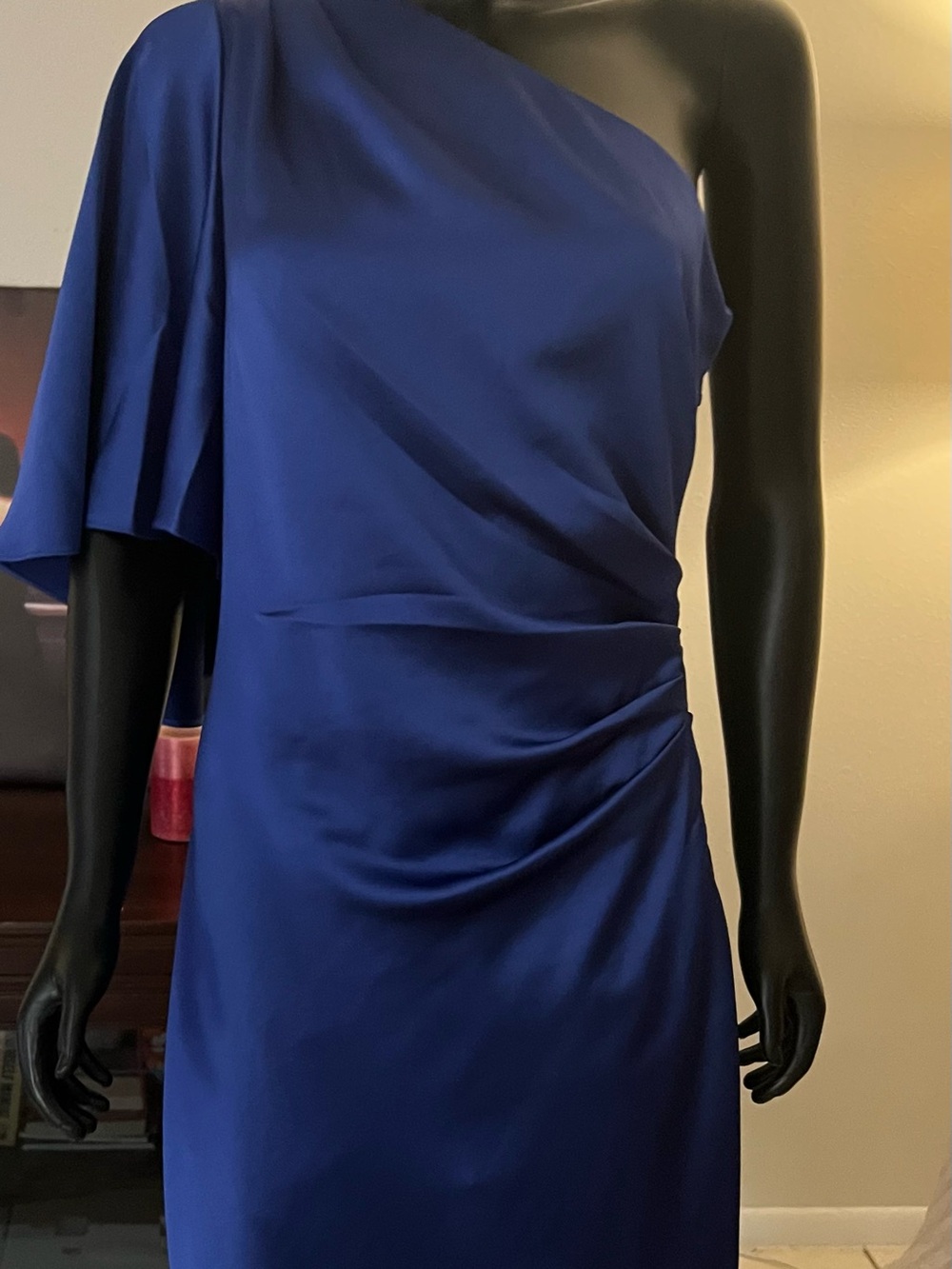 Trina Turk Blue Ruched Dolman Sleeve Cocktail Dress Mobwife